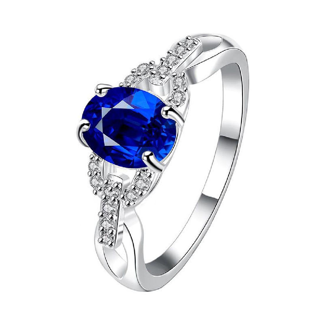 Sapphire Gemstone Crystal 925 Silver Ring. Size 8 (1 of 2)