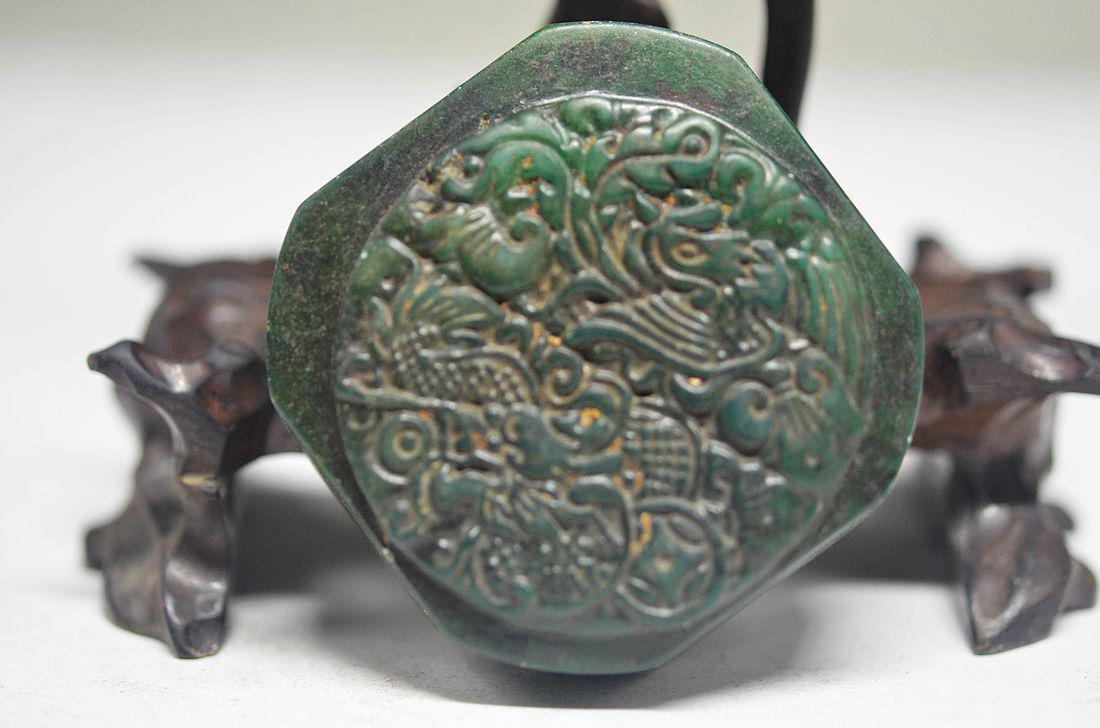 Hand Carved Natural Green Jade Seal (1 of 5)