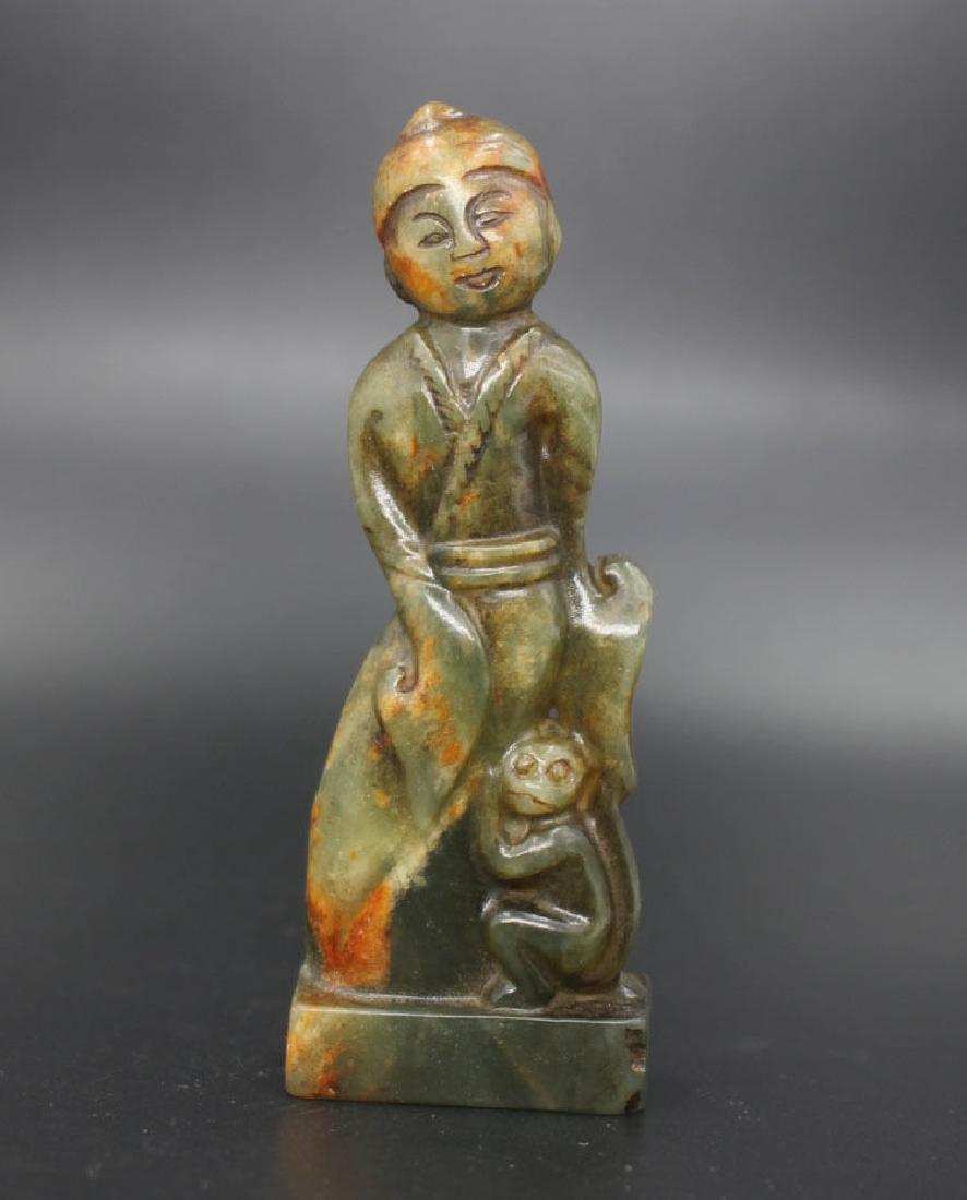 Antique Chinese Hand Carved Women and Monkey Sculpture (1 of 4)