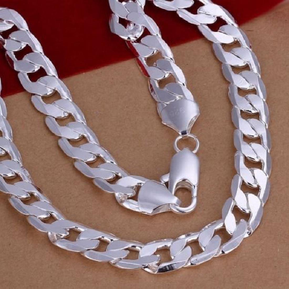 925 Silver 12MM solid men Chain. Stamped 9.25. Lenght (1 of 2)