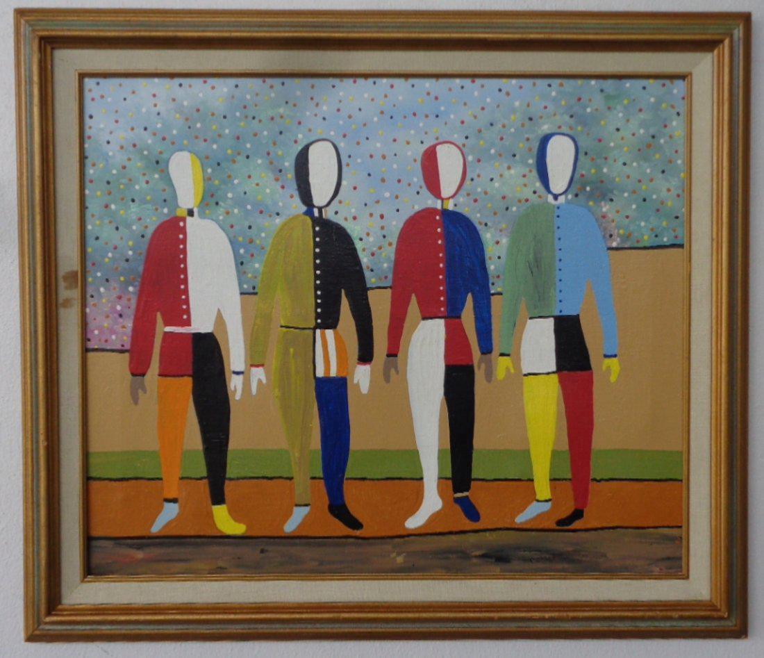 Abstract Figurative Painting Signed on Back (1 of 5)