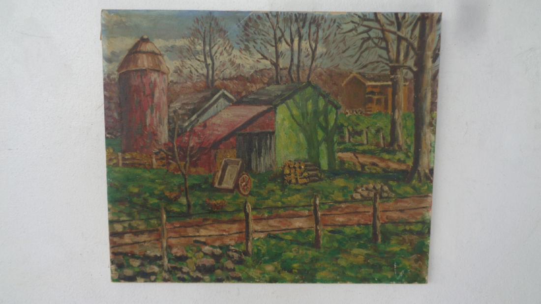 Farm Oil Painting signed: Farm Oil Painting signed. Measurements : 24" x 20"