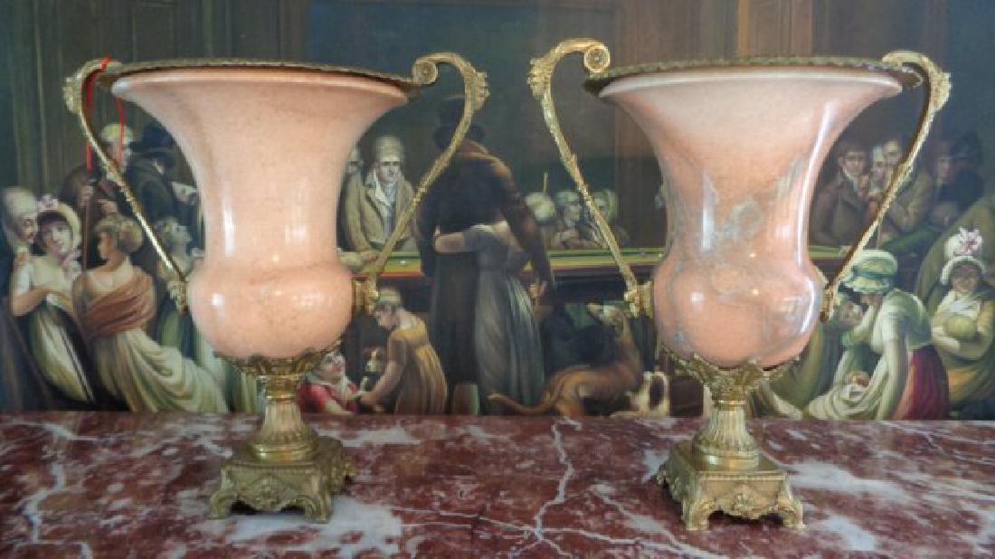 Pair Bronze-Peach Marble Vase (1 of 1)