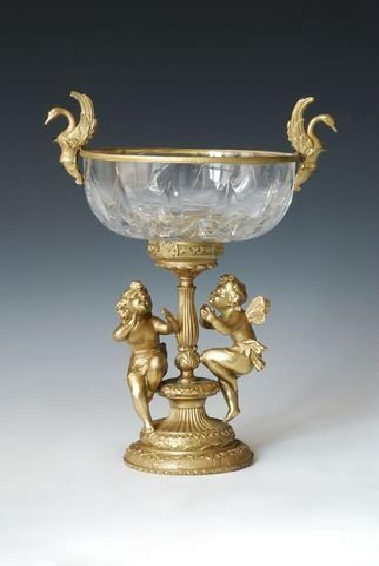 Bronze Playing Cherubs and Diamond Crystal Compote R7 (1 of 1)