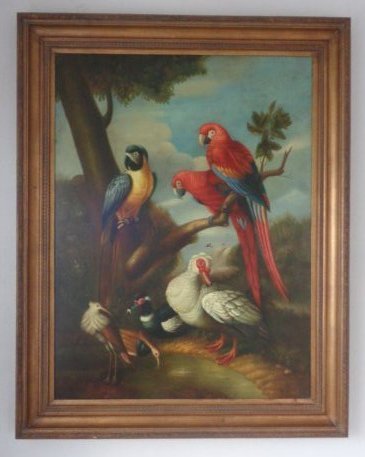 Large Painting on Canvas Exotic Tropical Birds. Measure (1 of 5)