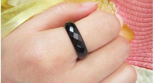 Natural black jade hand carved band ring (1 of 1)