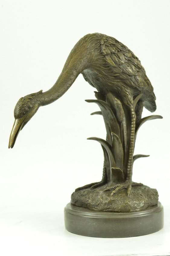 Large Crane Bronze Marble Base Sculpture (1 of 5)