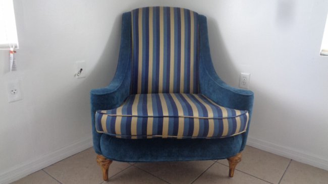 Elegant High Back Wing Chair Blue (1 of 4)