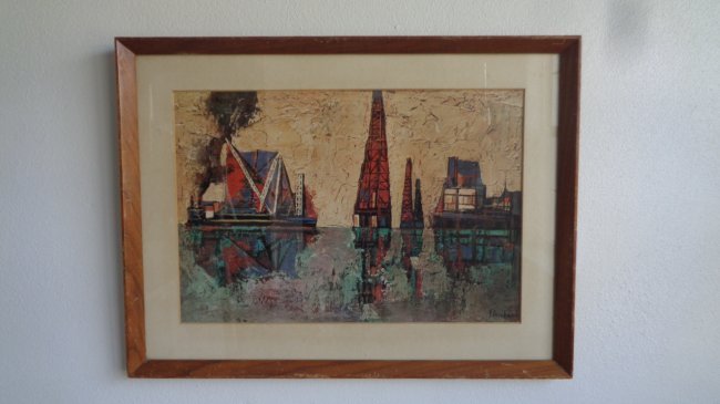 Vintage signed Print. Wood Frame some scratch on frame (1 of 3)