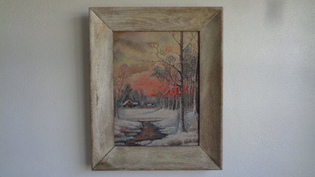 Original Vintage Oil Painting on Canvas Board- Winter (1 of 4)