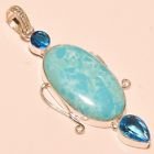 FACETEDS SWISS BLUE TOPAZ WITH LARIMAR 925 STERLING (1 of 1)
