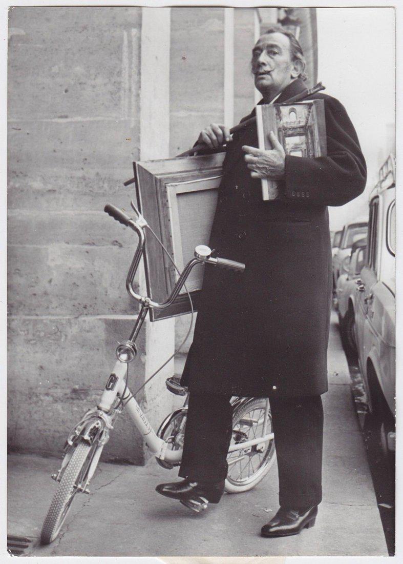 Rare Self Portrait Black & White Dali Paris: Rare Self Portrait Black & White Dali Photo - Spain - Approx Print Size 8" x 10"