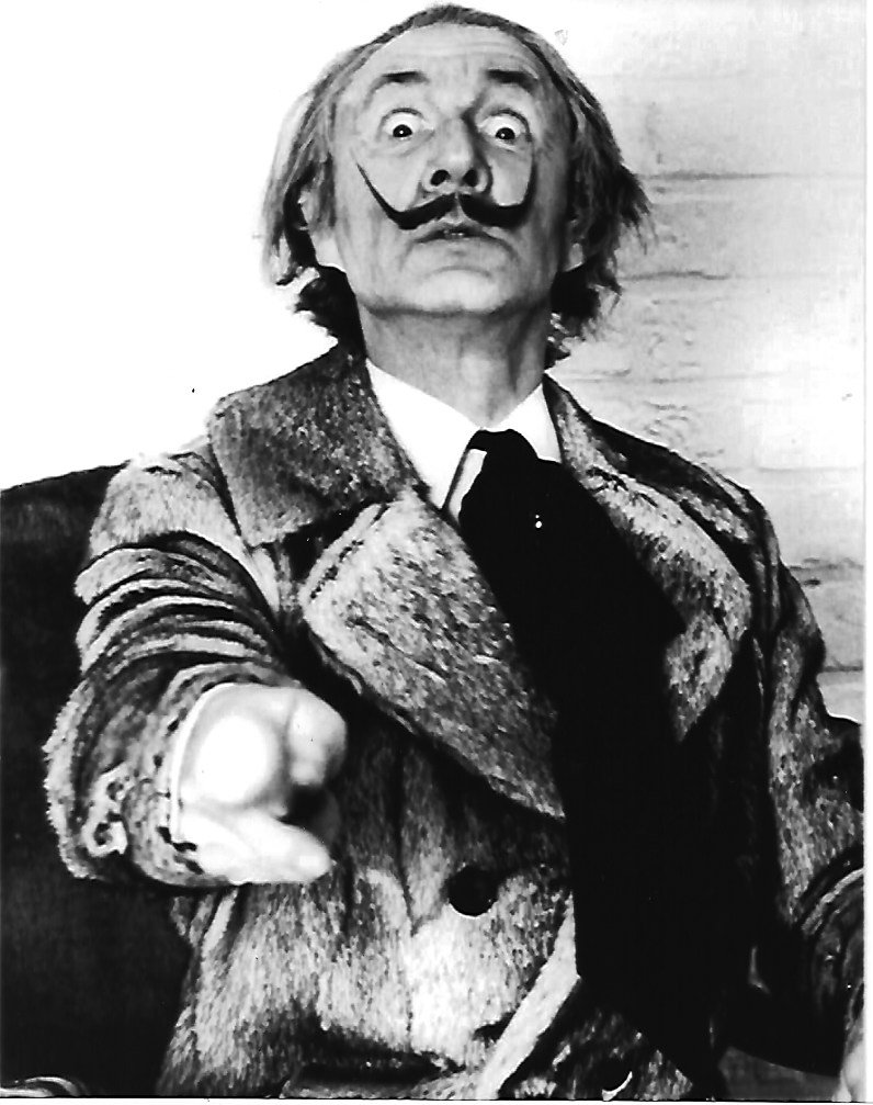 Rare Self Portrait Black & White Dali Paris: Rare Self Portrait Black & White Dali Photo - Spain - Approx Print Size 8" x 10"