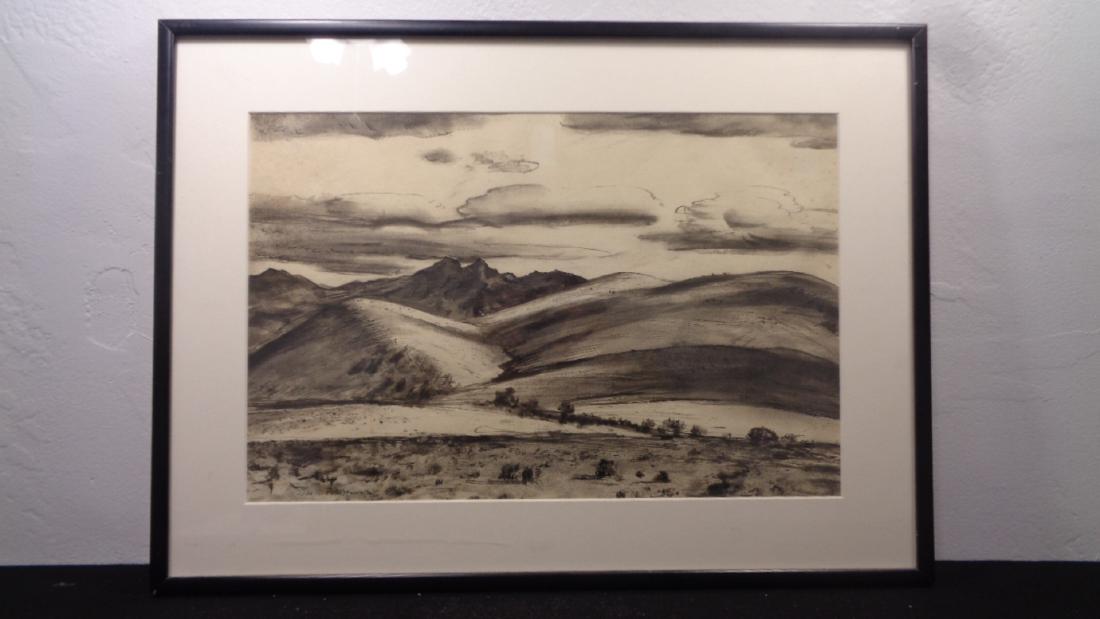 Original Peter Hurd, Winter Weather CA 1935, Ink: Original Peter Hurd, Winter Weather CA 1935, Ink on Paper.25\"1/4 x 18\"1 1/2 -Window:19\"1/2 x 12\" 3/4.Peter Hurd (February 22, 1904 - July 9, 1984) was an American painter Who lived and worked in S