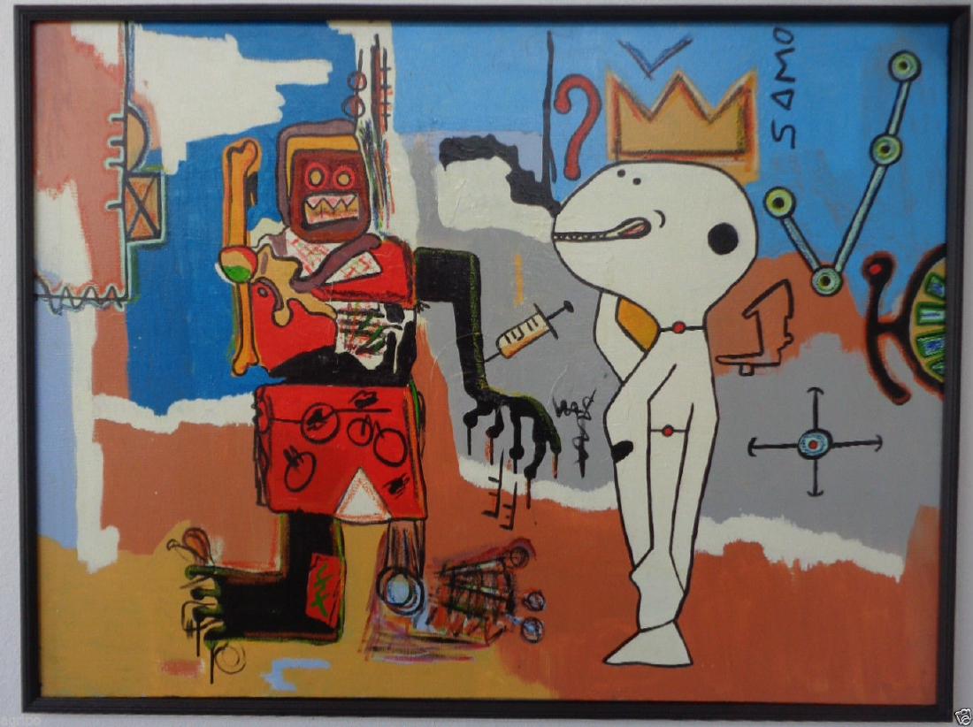 Original Street Art Painting on Canvas Basquiat N York (1 of 7)