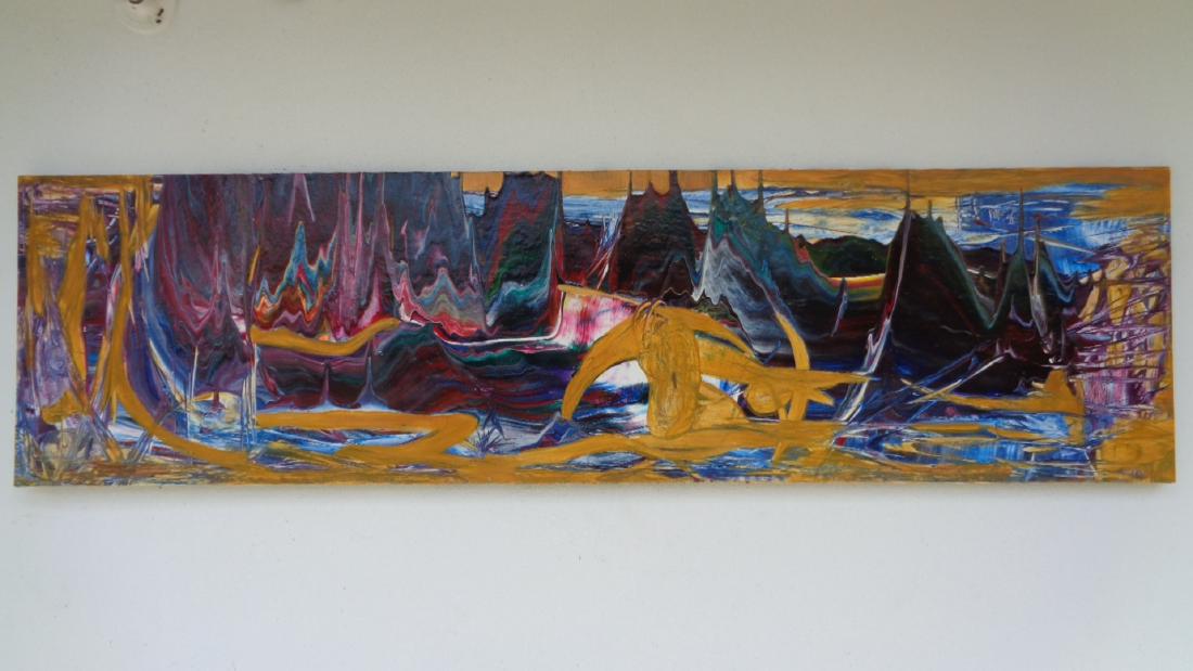 Robert Kelly- Venezuelan Original acrylic on Canvas: Robert Kelly- Venezuelan Original acrylic on Canvas- certificate of Authenticity stamp on Back. Measurements -Size: 81" x 22" .