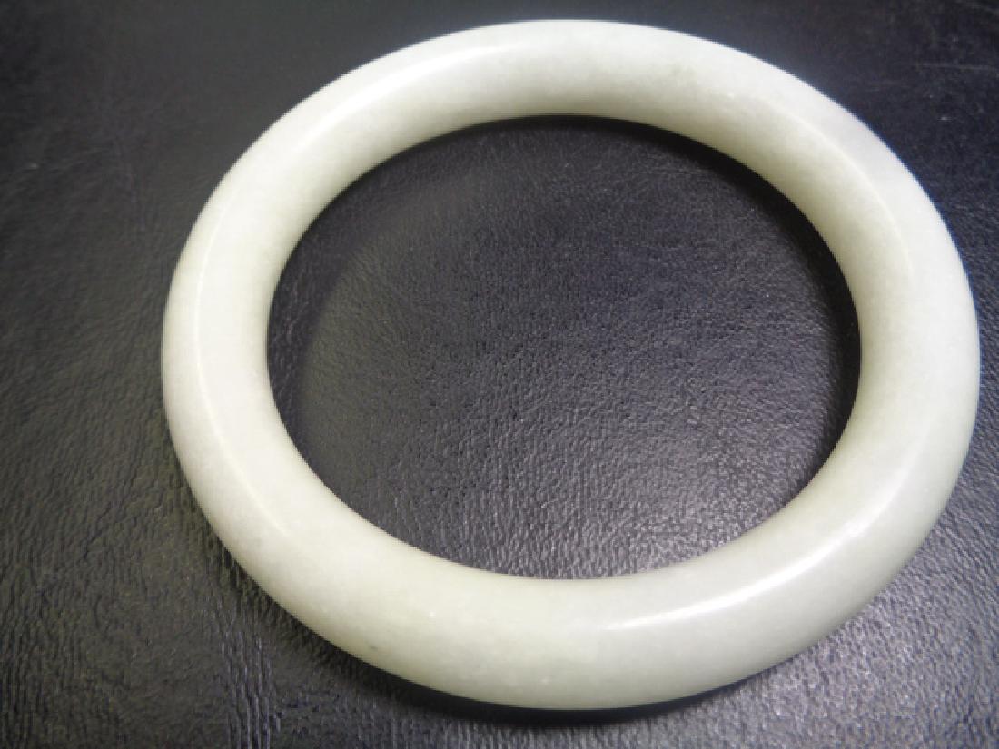 Natural White Jade Round Bangle (1 of 2)