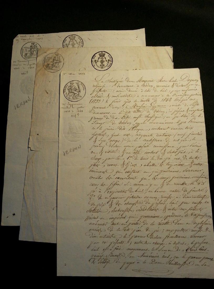 1816, 1823, 1833 Lot of 3 Antique DocumentsManuscripts