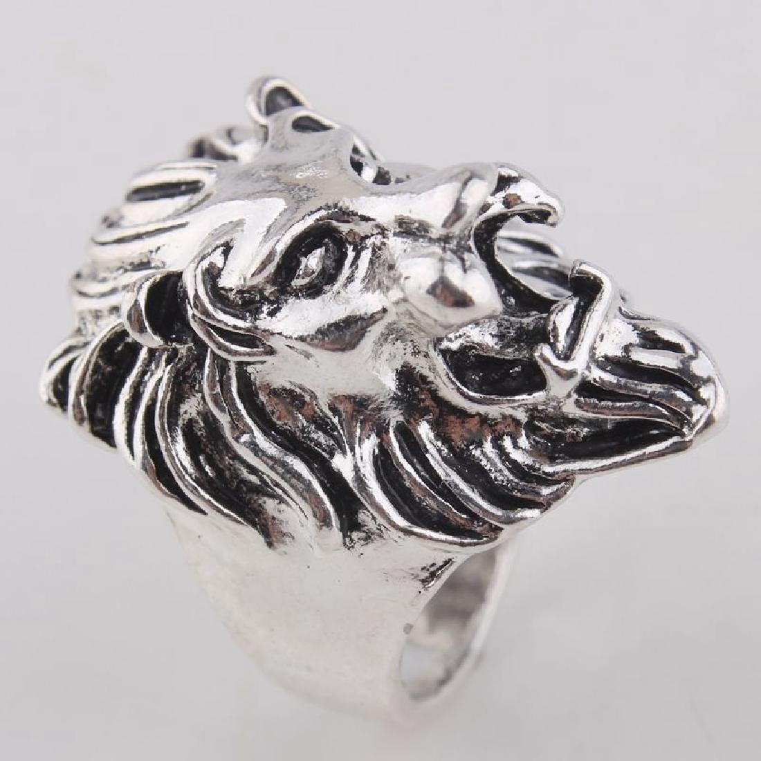 Lion Head shaped carving silver ring. Size- 10 (1 of 3)