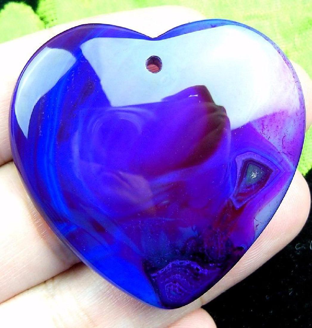 Purple blue Stripes Agate heart pendant bead 45x44x6mm (1 of 1)