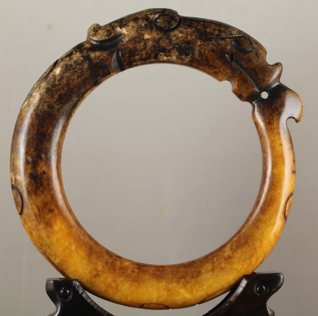 Antique Chinese Natural Jade Carved Bangle (1 of 5)