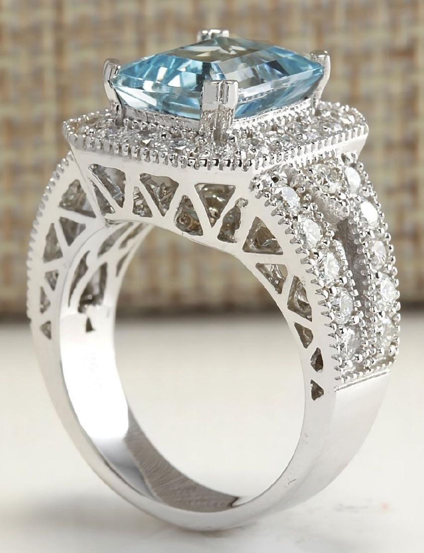 925 Silver  (CZ) Aquamarine & White Topaz  Ring Size:8 (1 of 3)
