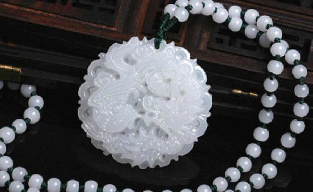 Chinese jade hand-carved pendant Dragon & phoenix (1 of 1)