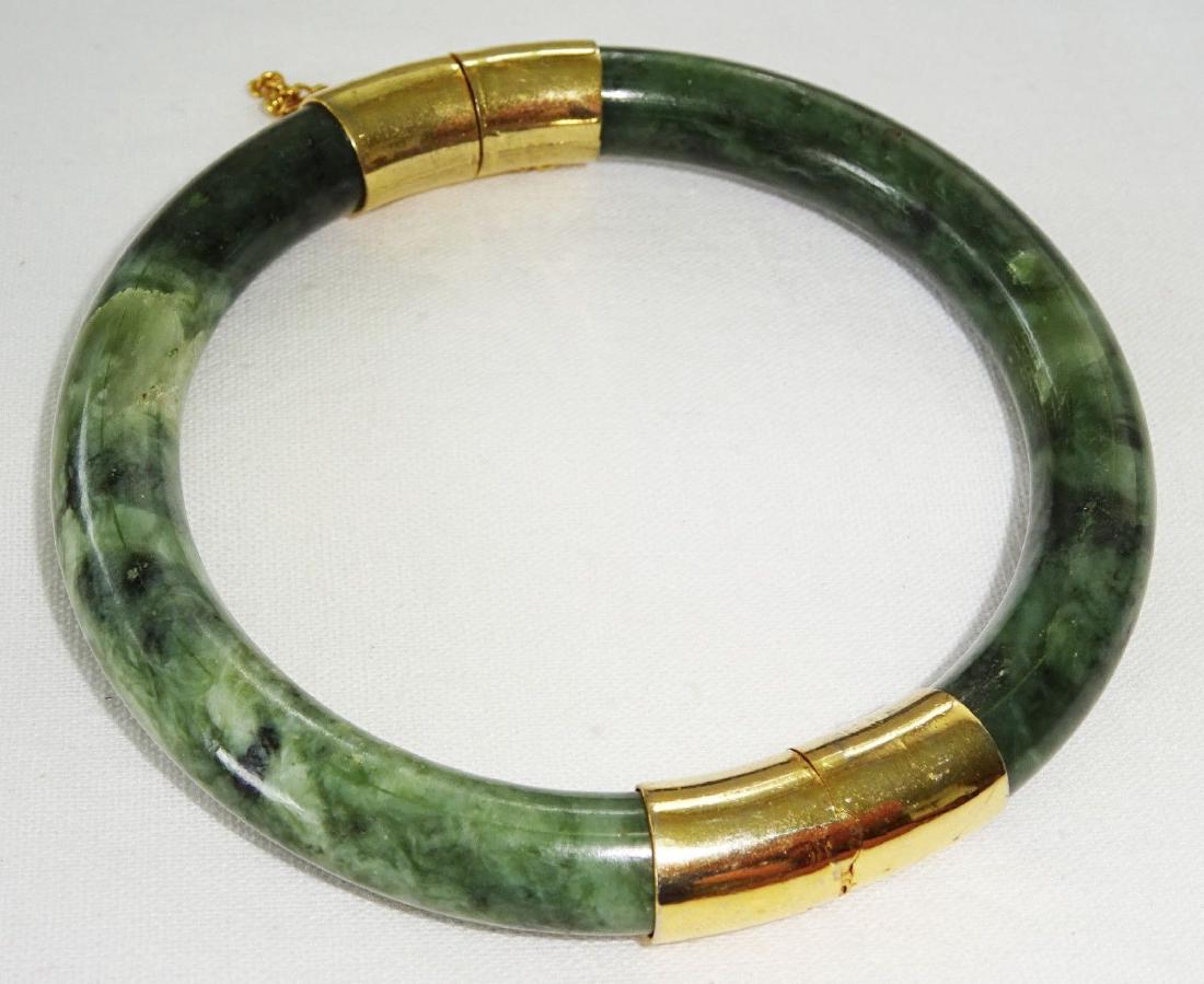 Vintage Green Spinach Jade Bangle 57 mm (1 of 8)