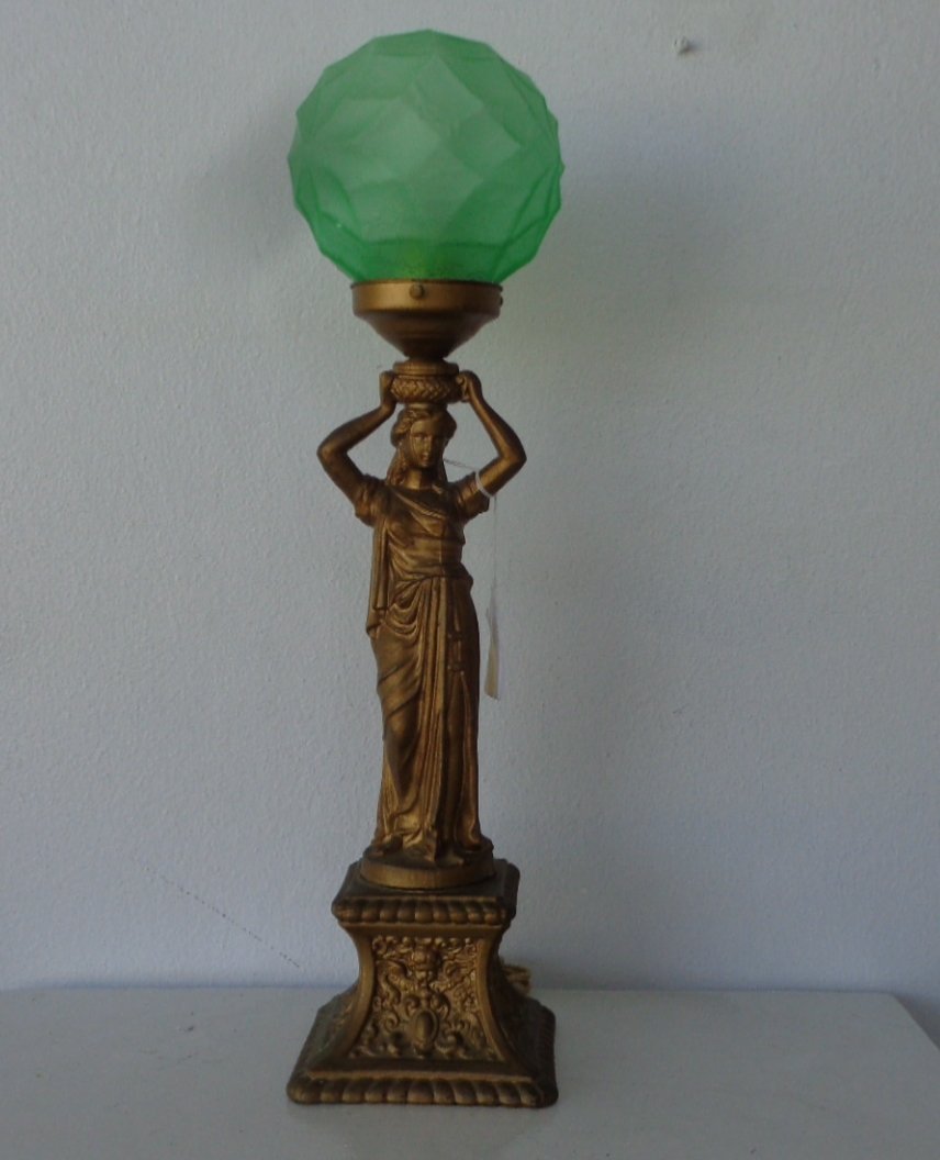 Art Deco Figural Table Lamp , Standing Female metal (1 of 9)