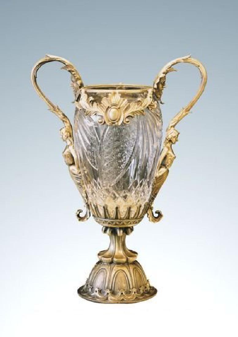 Large Bronze & Crystal Vase Figural Female Handles (1 of 1)