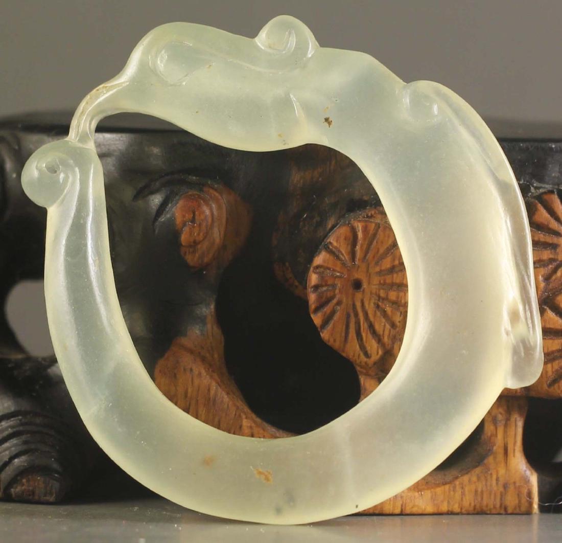 Natural xiuyan chinese  jade hand-carved ring pendant (1 of 2)