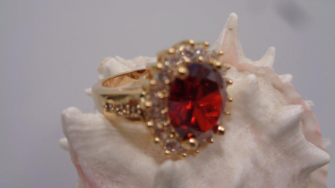 10*14mm Oval Cut Red CZ Garnet 18k Yellow GF # 6.5: 10*14mm Oval Cut Red ZC Garnet 18k Yellow GF Ring Size 6.5