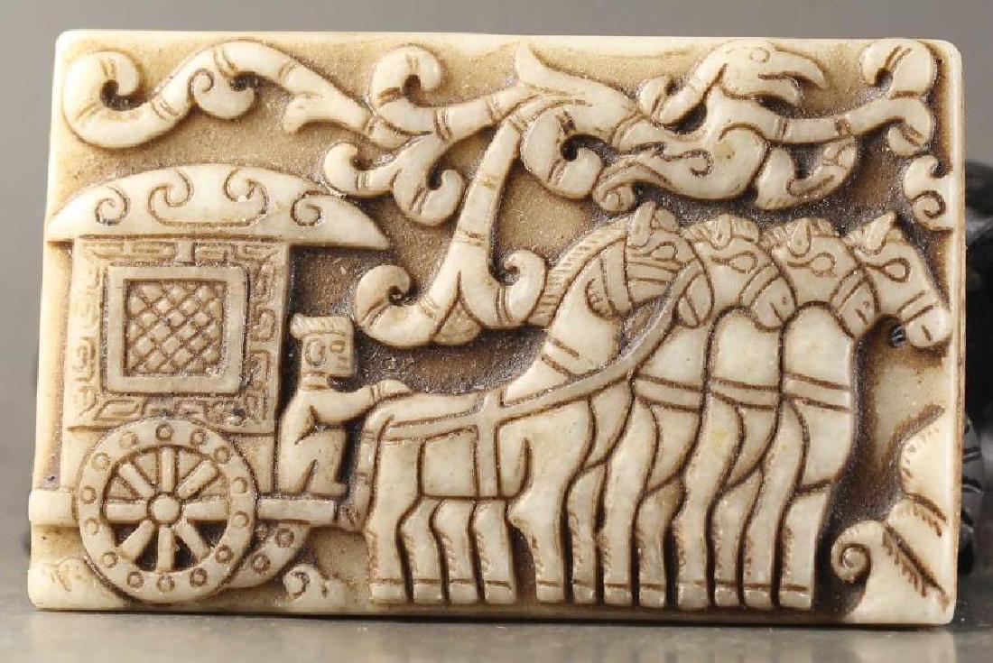 Old Chinese natural jade hand-carved statue (1 of 3)