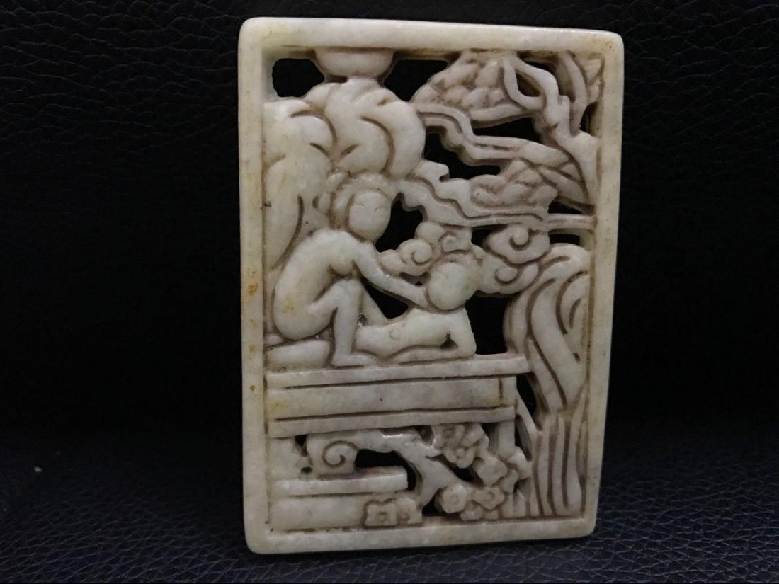 Antique China jade hand-carved pendant (1 of 2)