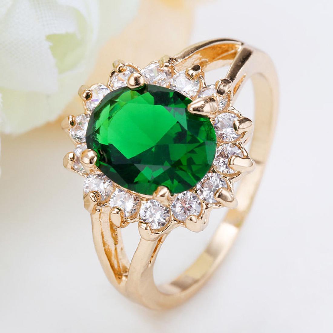 Women 925 Silver Yellow GF Cz Emerald Ring (1 of 3)