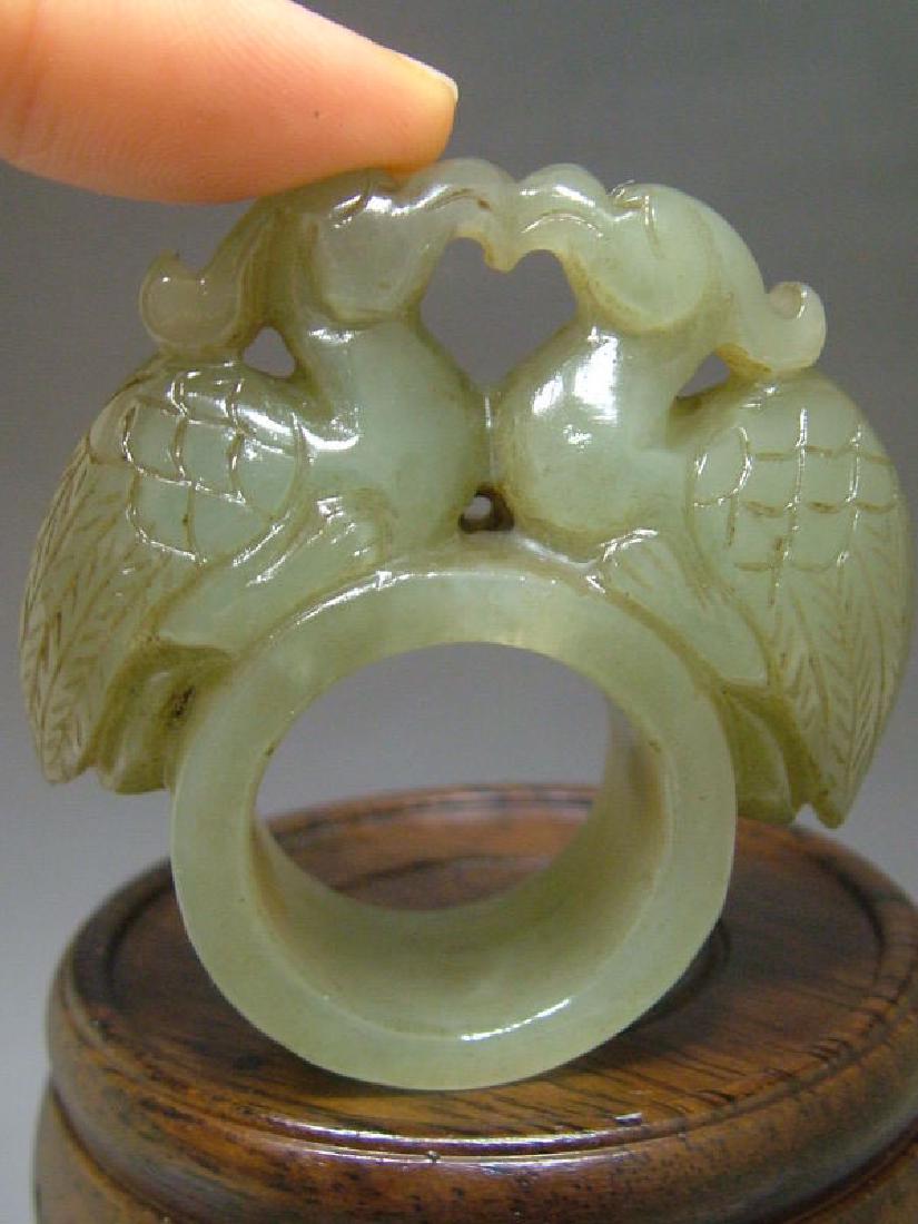 Antique Hand Carved  Chinese Celadon Nephrite Jade Ring (1 of 5)