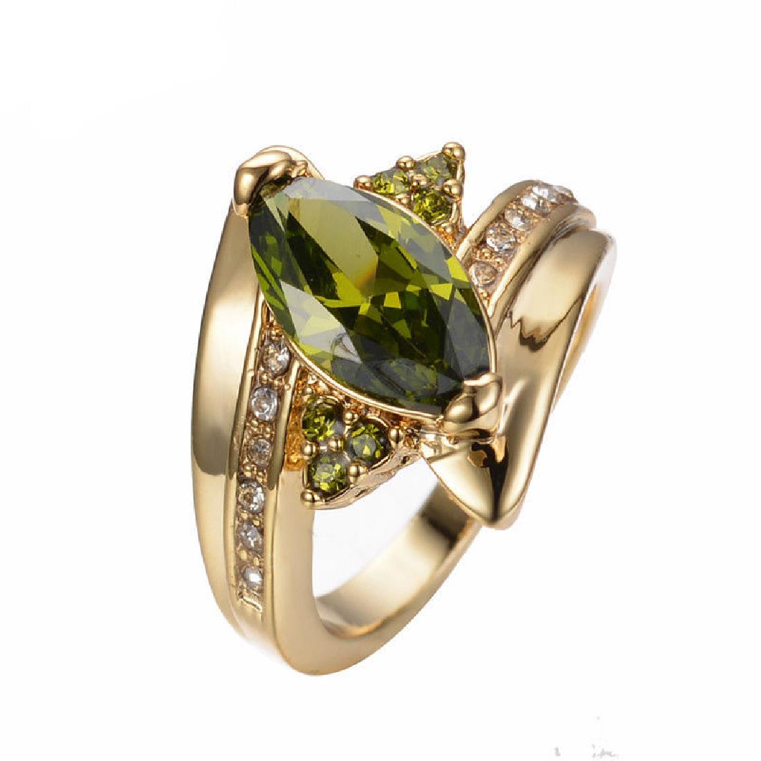 18K Yellow Gold Plated Peridot Ring. Size:9 (1 of 2)