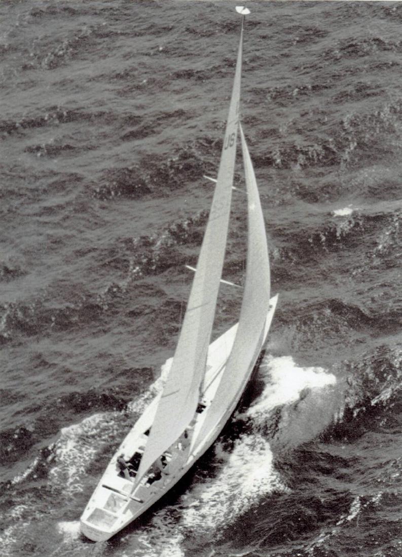 1970 Racing yacht "Intrepid" sails on Long Island Sound: 1970 Racing yacht "Intrepid" sails on Long Island Sound NYC-Photo Print Size: 6.75 X 9.5 Inches.