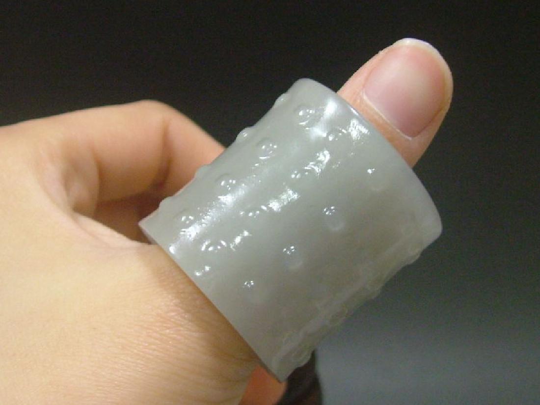 Antique Carved Chinese Celadon Nephrite Jade Thumb Ring (1 of 3)