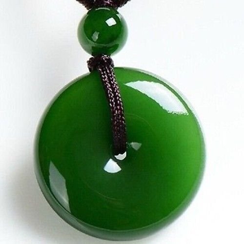 Natural  Green Jade carved round jade pendant (1 of 2)