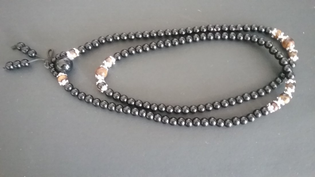 Buddhist obsidian Prayer Beads Mala stone 108 Tiger-eye (1 of 1)