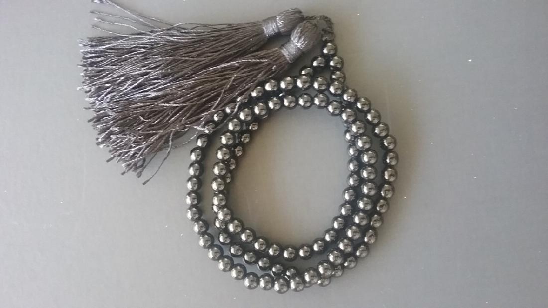 Black Agate Stone 108 Beads Necklace (1 of 1)