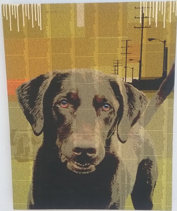 POP ART DOG GIGLEE ON CANVAS: POP ART DOG GIGLEE ON CANVAS .Size: 16 x 20 inches.