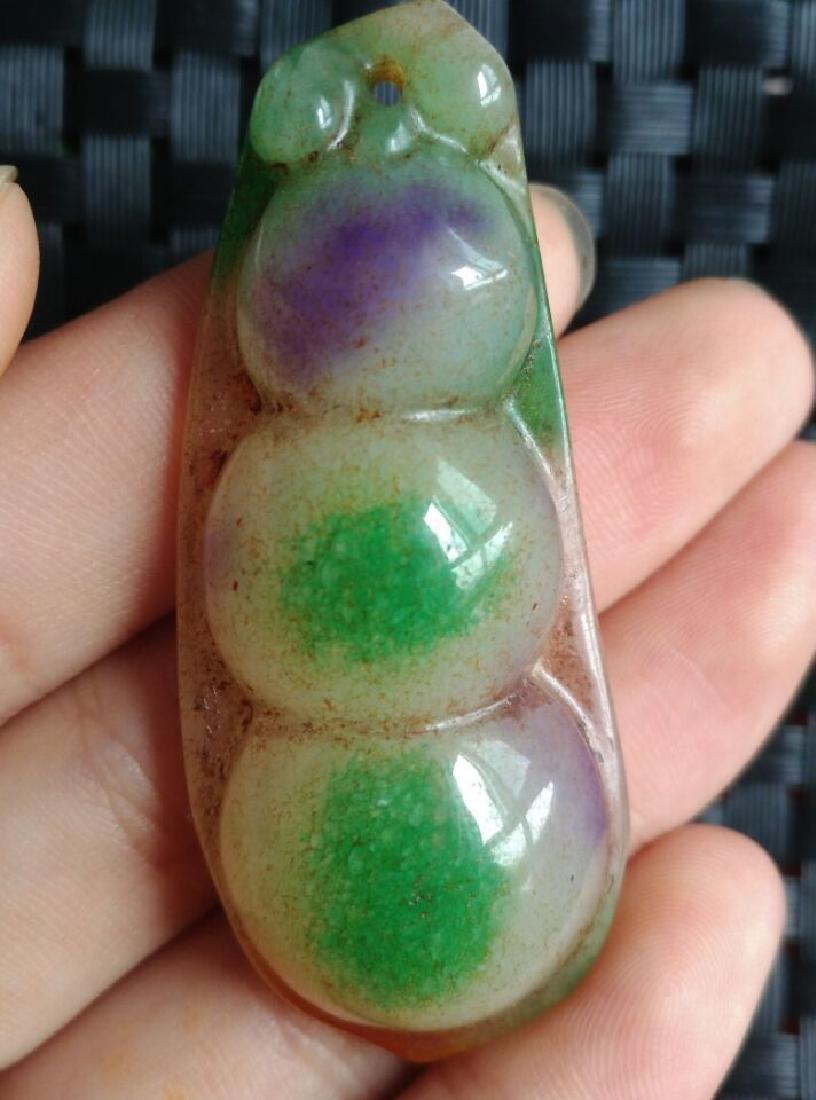 Chinese jade carving Pendant Sauteed Green Beans. Size (1 of 4)