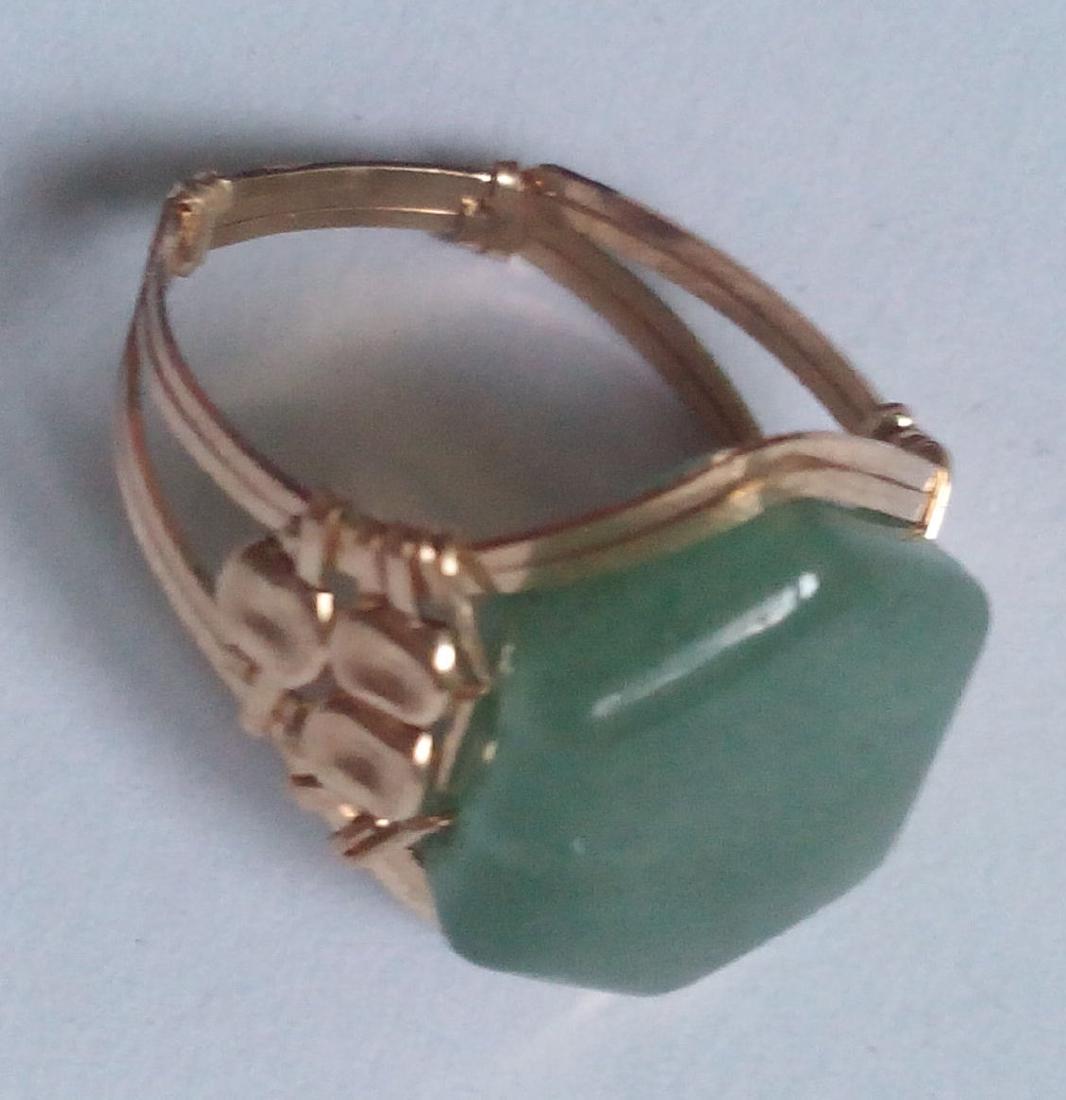 10k Solid Real Gold Ring with Real Green Jade (1 of 1)