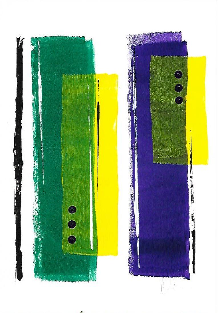 Original Abstract Modern Painting Signed on Back. Embos (1 of 2)