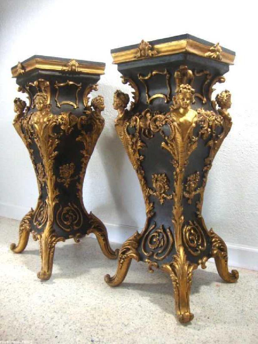 Pair of Black Marble Top Table Pedestal (1 of 6)