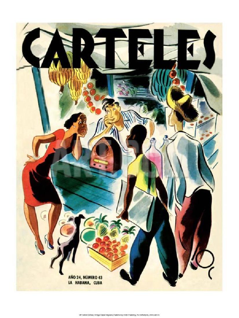 Lithograph Print .RETRO CUBAN MAGAZINE: Lithograph Print .RETRO CUBAN MAGAZINE, LISTENING TO THE RADIO.Size :12\" x 15.5\" [10\" x 13\" without border]