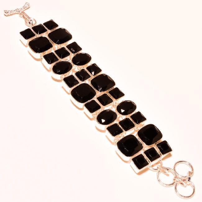 Black Spinel 925 Sterling Silver Bracelet (1 of 1)