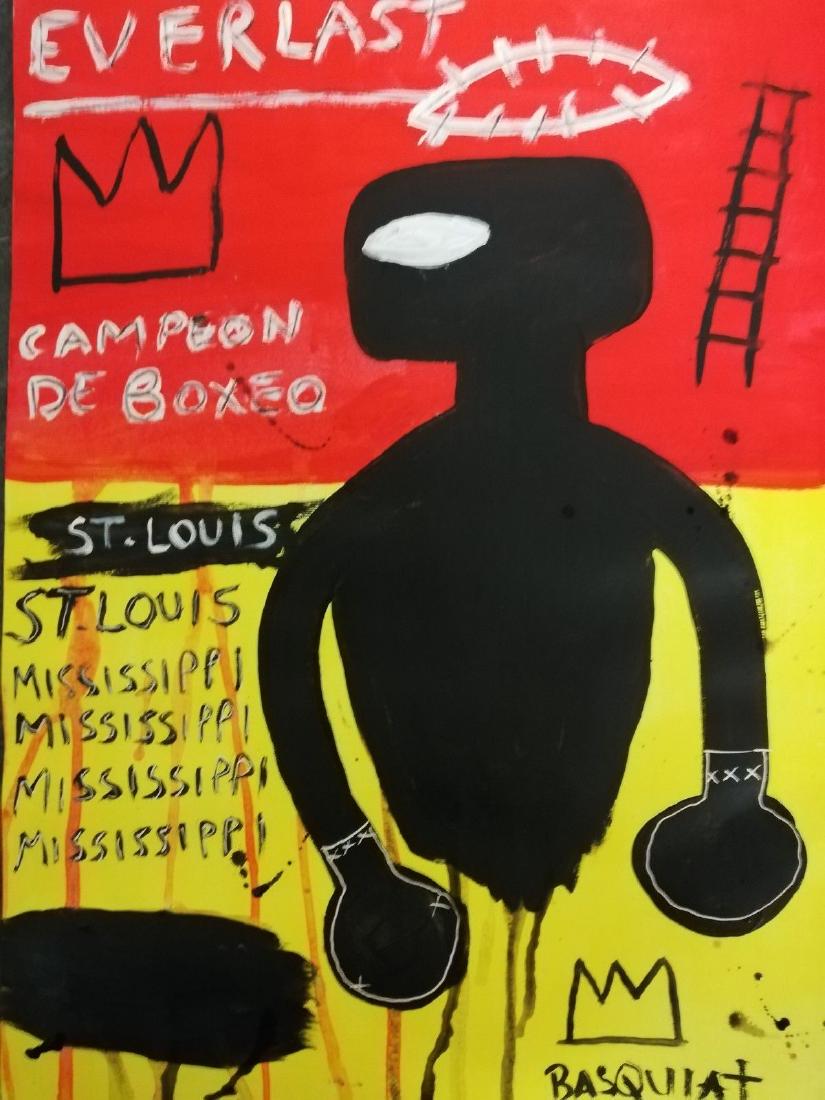 Mix Media EverLast Jean-Michel Basquiat: Mix Media EverLast Jean-Michel Basquiat Painting Drawing. Size: 11 1/2 x 16 1/2 Inches. Stamped on Verso, New York Collection. 100% Hand Painted. Excellent condition.